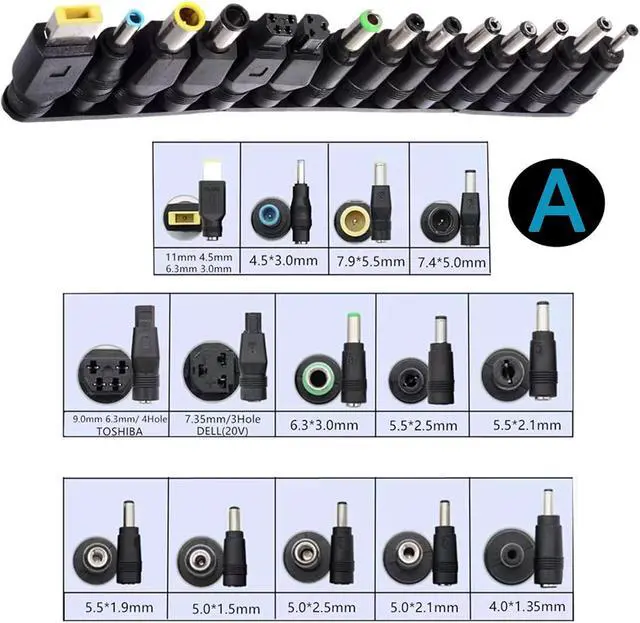 Alt view image 2 of 7 - Laptop DC Power Adapter Kits 41 PCS Universal 5.5 mm x 2.1 mm DC AC Power Adapter Tips Connector for Thinkpad Power Supply Plug Jack Sets