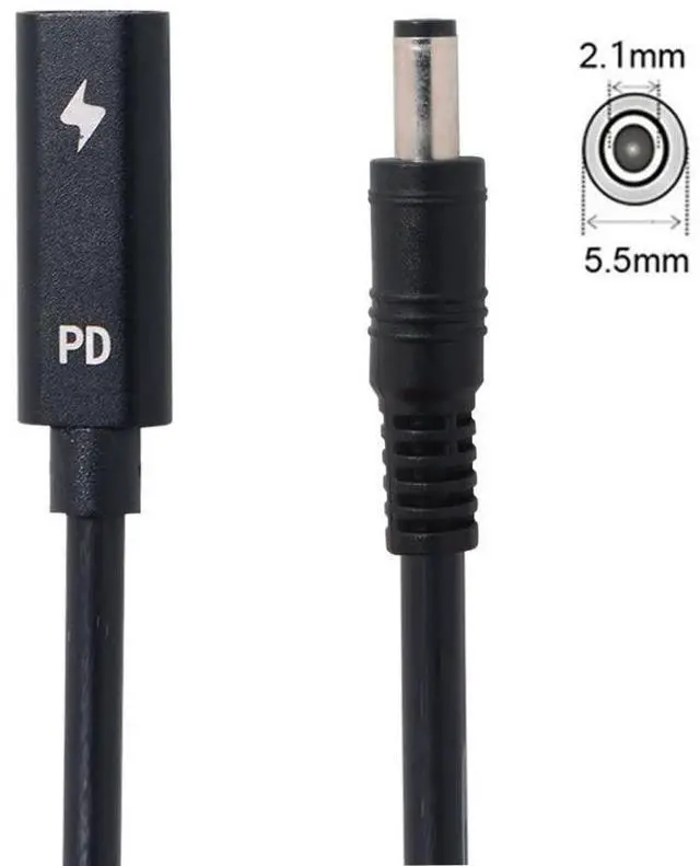 Alt view image 7 of 7 - chenyang USB C to DC 20V 5.5x2.1mm PD 65W Charge Cable Type-C Female Input to DC Output for Laptop