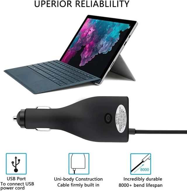 Alt view image 4 of 7 - Surface Car Charger, 42W 12V 2.58A Power Supply