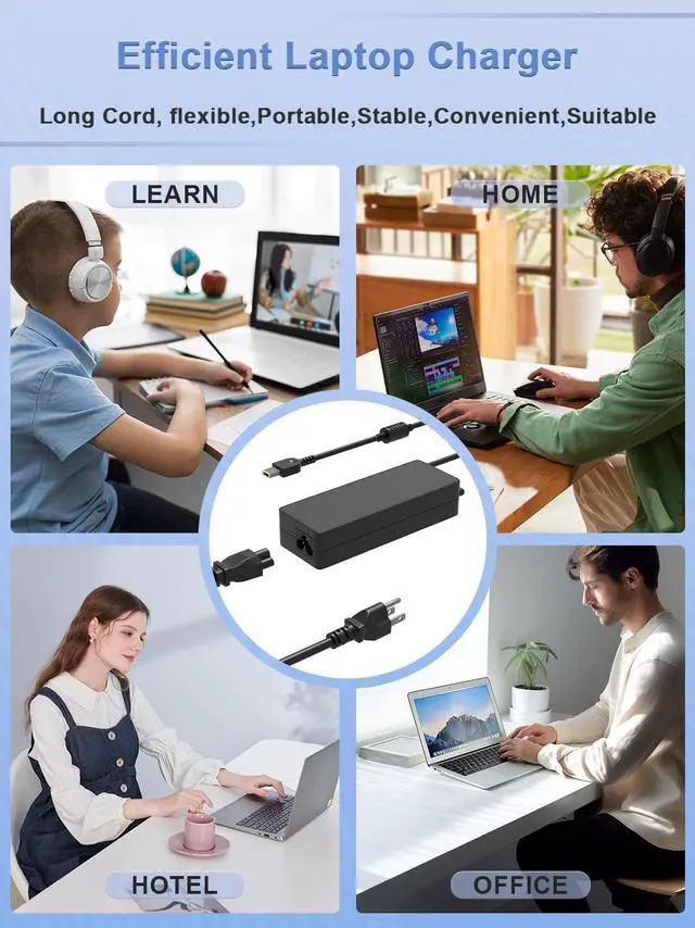 Alt view image 7 of 7 - 90W Charger Compatible with Lenovo All-in-One, ideacentre, ThinkCentre Desktop, ThinkPad T540p T470p T460p ideapad 720S Yoga 720 730 V110 Y40 B50 B40 G40 ThinkBook 14 15 13s 14s Laptop
