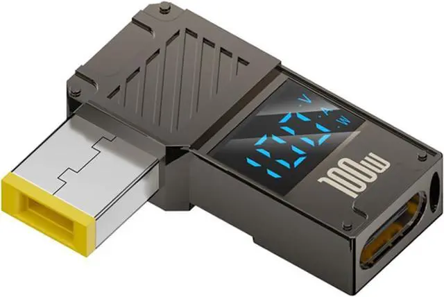 Main image of CY Adapter Type-C USB-C Input to Rectangular Jack Smart LED Display 100W Output Power 20V 5A PD Charge 65W Adapter for Thinkpad X1 Legion Y7000P Laptop