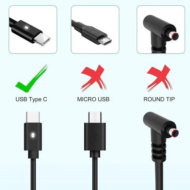 Alt view image 2 of 7 - 65W USB C Laptop Charger for Dell Pro 14 16 Plus Latitude