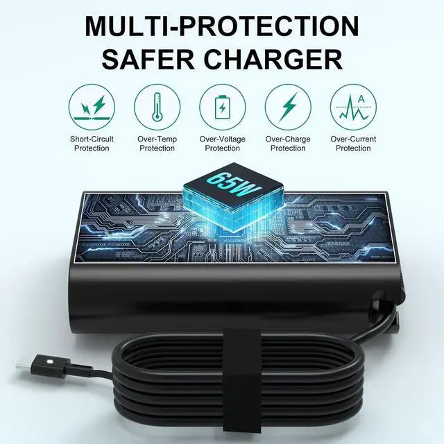 Alt view image 7 of 7 - 65W USB C Laptop Charger for Dell Pro 14 16 Plus Latitude