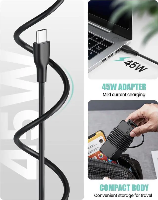 Alt view image 5 of 7 - 45W Laptop Charger for HP Chromebook, ASUS, Acer, Lenovo, Samsung, Dell, Power Adapter for Chromebook X360 Spectre X360 Elite X2, Replacement AC Adapter