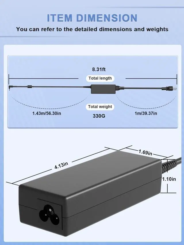 Alt view image 4 of 7 - 65W 45W Charger Compatible with Acer Aspire 3 5 1 R15 R14 V13 Vero/Go 15 14 Swift 1 3 5 Switch 3 5 7 11 12 Spin 5 3 1 Chromebook CB3 CB5 C720 TravelMate P4 P2 P6 B3 X3 Extensa 15 Laptop