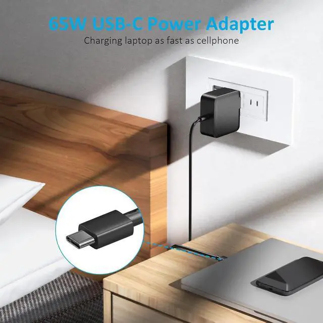 Alt view image 2 of 7 - 65W 45W USB C Laptop Charger for Asus Chromebook ZenBook Transformer ExpertBook C302 C403 C423 C433T C434 C436 C523N C101P C202X C204E CX1 CM3 UX370 UX325 UX425 UX435 B9440 Laptop Power Supply