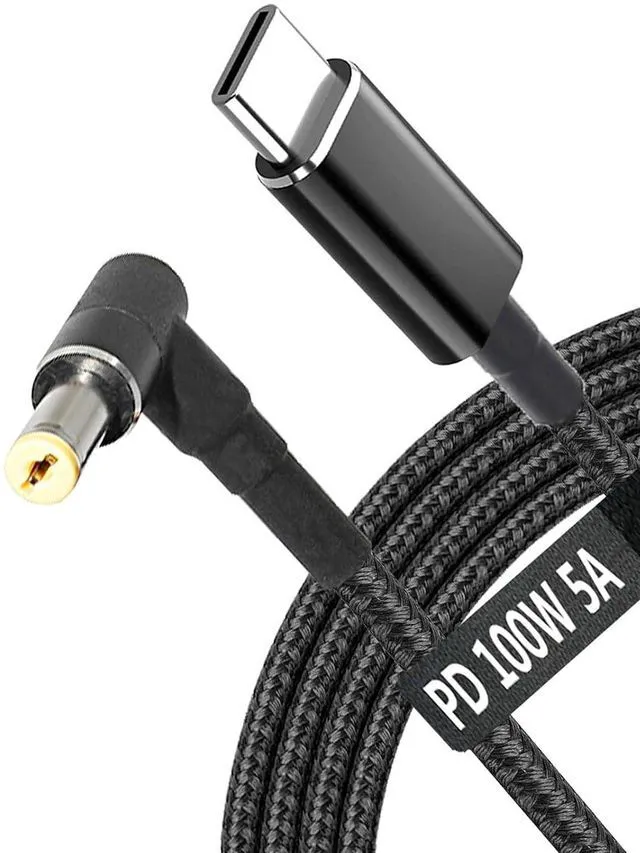 Main image of USB C to 5.5mm Laptop Charging Adapter Cable Male Type to 90 Degree DC 5.5 x 2.5mm 100W 6.5FT Braided Converter Cord for PD Power Charger Battery Pack Toshiba Asus K55A K55N K501UX K53E G360 G450 G455
