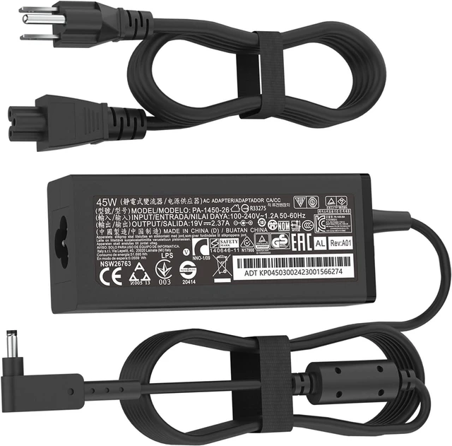 Main image of N20C5 N23C3 N20C4 N19H2 45W 19V 2.37A 3.0*1.1mm AC Charger Fit for Acer A315-24P-R7VH A515-45-R74Z A515-46 A315-23 A315-24P A515-56 ADP-45FE F PA-1450-26 A13-045N2A AK.045AP.075 Adapter Laptop Power