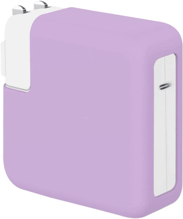 Main image of Ultra-Thin Soft Silicone 70W Power Adapter Sleeve Protective Case for MacBook Air 13 13.6 15 inch M5 M4 M3 M2 2022-2026 Pro 14 M5 with 11/12/16-core CPU (70W) Charger Cover Case, Pink Purple
