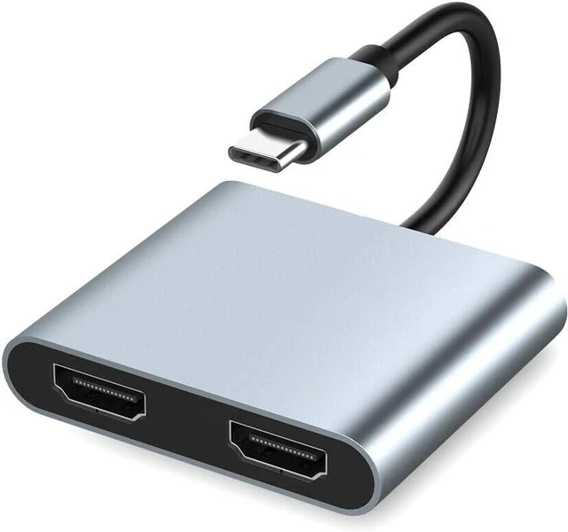 Alt view image 2 of 7 - USB C to Dual HDMI Adapter, 4K@60Hz Type-C to HDMI Splitter for Dual Monitors Extend Display USB3.0 PD100W Suitable for MacBook Air/Pro, Dell, HP, Lenovo, Chromebook, Surface USB Type C Laptops