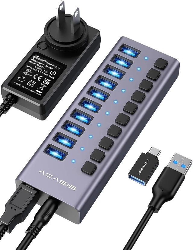 Main image of ACASIS Powered 10 Ports USB 3.2 Hub, 10Gbps Data Transfer, 48W Adapter