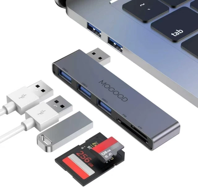 Main image of MOGOOD USB Hub 5 in 1 Multiport USB Adapter with SD/TF CardReader Left Side