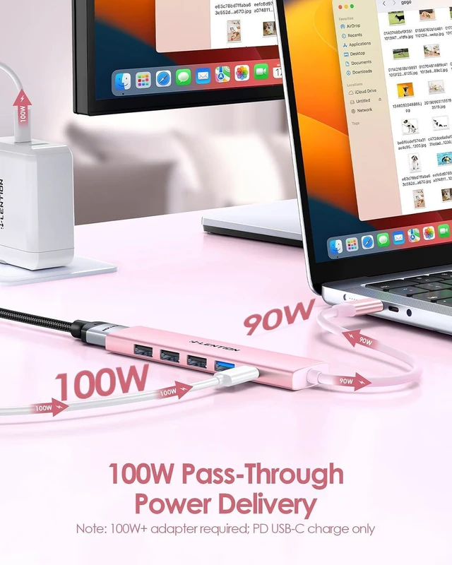 Alt view image 5 of 7 - LENTION 6-in-1 USB C Hub, 4K@30Hz HDMI, 100W PD, 1 USB 3.0, 3 USB 2.0