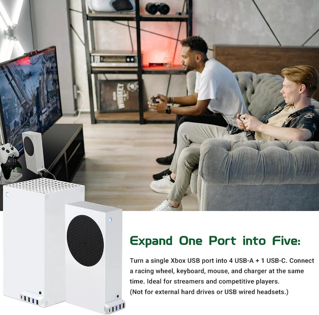Alt view image 6 of 7 - Joso 5 Ports USB Hub 2.0 for Xbox Series X & S, USB Splitter Expansion Adapter with Type-C for Controller Charger, Keyboard, Mouse & More - White