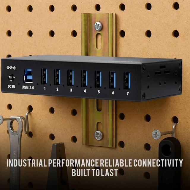Alt view image 2 of 7 - Kingwin 7-Port USB 3.0 Hub Offers 5Gbps speeds, Powered Expansion, and a Durable mountable Aluminum Design. Ideal for PC, Laptop, POS, and Server Racks. Plug & Play.