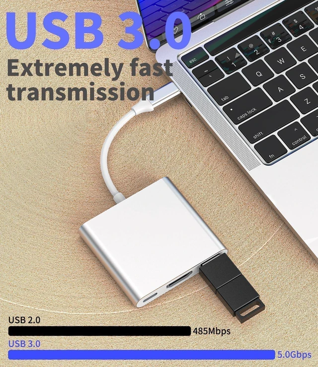 Alt view image 7 of 7 - USB C to HDTV Multiport Adapter with 60w Charging Port,HD 4K Video
