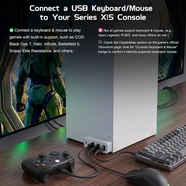 Alt view image 4 of 7 - Joso 4 Ports USB Hub 3.0 for Xbox Series X & S, USB Splitter Expansion Adapter with Type-C for External Hard Drives, Controller Charger, Keyboard, Mouse & More - White