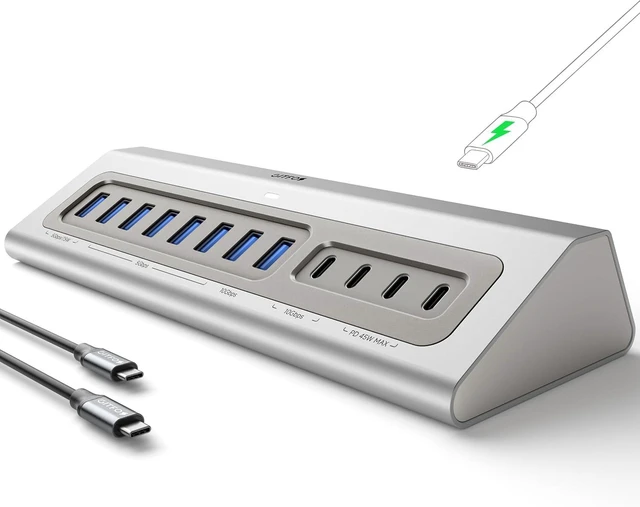 Main image of Powered USB Hub, 15 in 1 USB 3.2 Hub, USB C Hub, 10Gbps, PD 100W