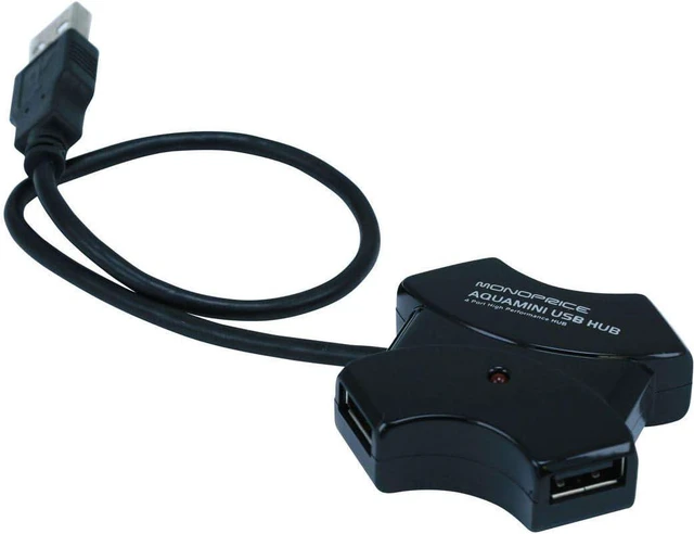 Alt view image 2 of 3 - Monoprice 4-Port USB 2.0 Passive Hub (106631), Black