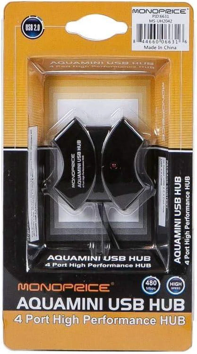 Alt view image 3 of 3 - Monoprice 4-Port USB 2.0 Passive Hub (106631), Black