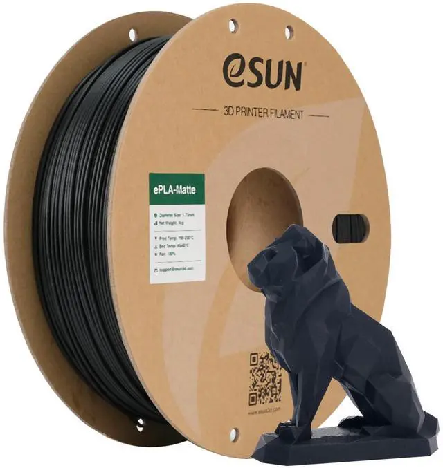Main image of eSUN Upgraded Matte PLA Filament 1.75mm, Excellent Adhesion Matte 3D Printer PLA Filament,1KG Spool 3D Printing Filament for 3D Printers, Paper Reel, Deep Black