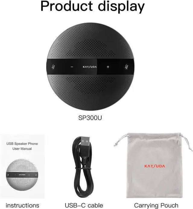 Alt view image 7 of 7 - Kaysuda USB Speaker Phone 360° Omnidirectional Microphone Portable Conference Speakerphone Echo Cancellation for Skype Business of Microsoft Lync, VoIP Calls, Webinar, Phone, Call Center, Recording