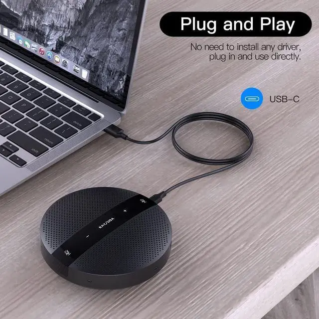 Alt view image 5 of 7 - Kaysuda USB Speaker Phone 360° Omnidirectional Microphone Portable Conference Speakerphone Echo Cancellation for Skype Business of Microsoft Lync, VoIP Calls, Webinar, Phone, Call Center, Recording