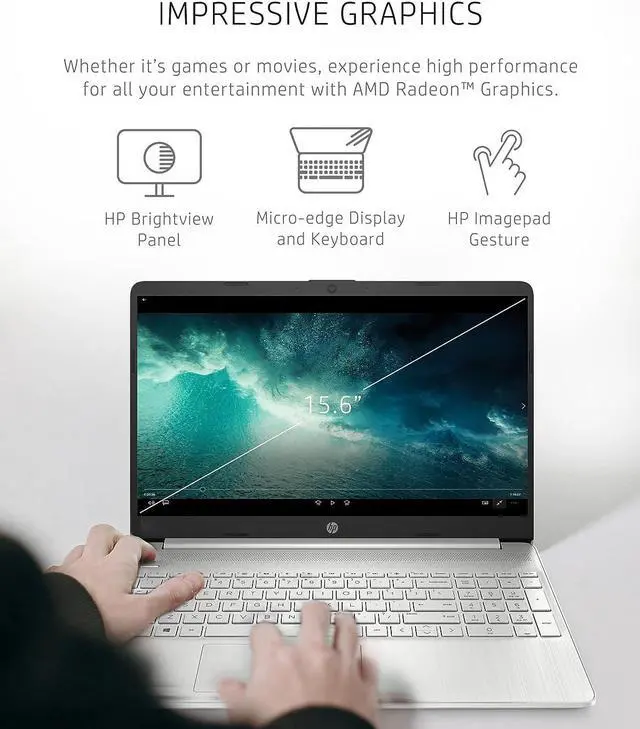 Alt view image 3 of 7 - HP 15 Laptop, 15.6" HD Micro-Edge Display, AMD Ryzen 3 5300U (Beats i7-1065G7), 16GB RAM, 1TB SSD, Wi-Fi 5, Long-Lasting Battery, Fast Charge, Webcam, Numeric Pad, Windows 11 Home, Silver