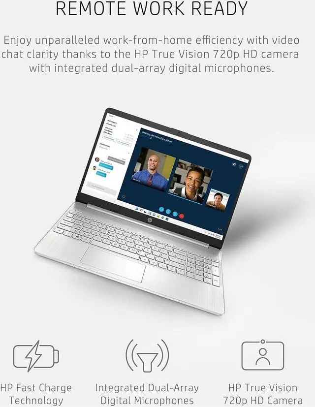 Alt view image 6 of 7 - HP 15 Laptop, 15.6" HD Micro-Edge Display, AMD Ryzen 3 5300U (Beats i7-1065G7), 16GB RAM, 1TB SSD, Wi-Fi 5, Long-Lasting Battery, Fast Charge, Webcam, Numeric Pad, Windows 11 Home, Silver