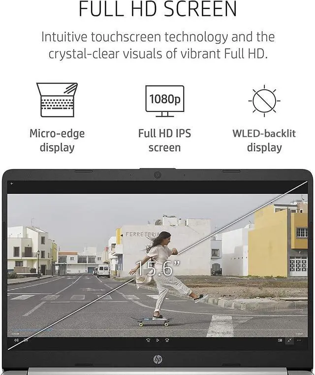 Alt view image 2 of 13 - HP Laptop Touchscreen Computer, 15.6" FHD IPS Display, Intel Core i7-1255U, 16GB RAM, 512GB SSD, Intel Iris Xe Graphics, Numeric Keypad, Wi-Fi, Bluetooth, Media Card Reader, Windows 11 Home in S Mode
