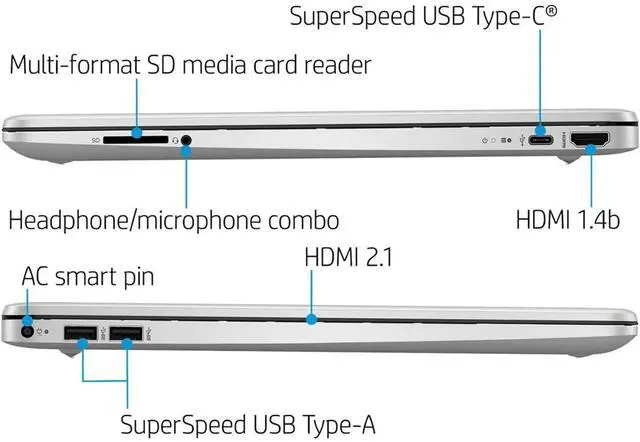 Alt view image 3 of 7 - HP Business Laptop Computer, 15.6" HD Touchscreen, Intel Core i3-1115G4, 32GB RAM, 1TB SSD, Intel UHD Graphics, Wi-Fi, Bluetooth, Webcam, Windows 11 Pro, Silver