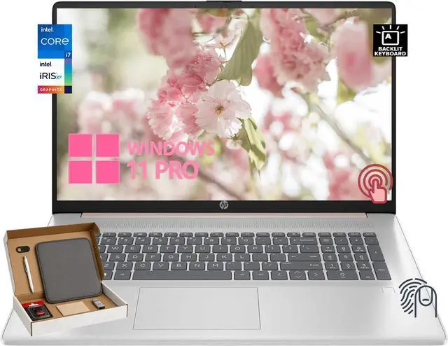 Main image of HP 17.3" HD+ Touchscreen Laptop, Rose Gold, Intel Core i7-1355U, 32GB RAM, 1TB SSD, Backlit Keyboard, Fingerprint Reader, Wi-Fi 6, Windows 11 Pro