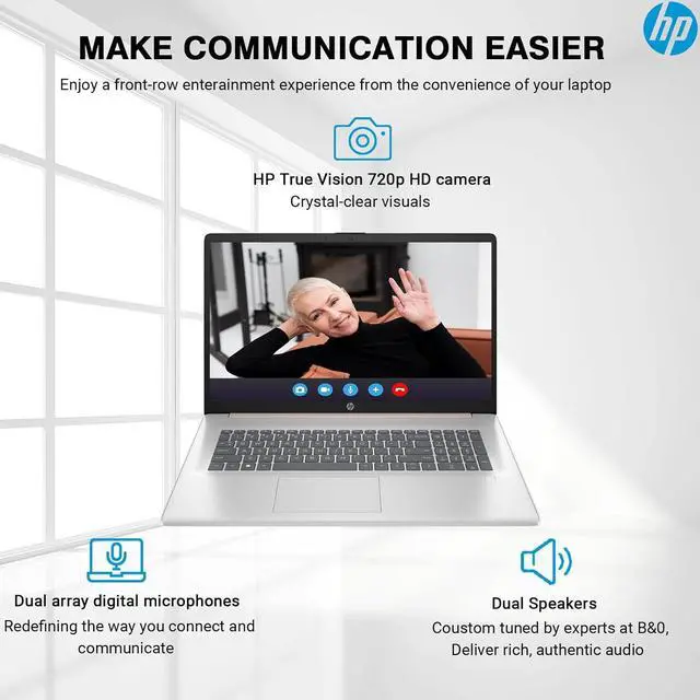 Alt view image 5 of 7 - HP 17.3" HD+ Touchscreen Laptop, Rose Gold, Intel Core i7-1355U, 32GB RAM, 1TB SSD, Backlit Keyboard, Fingerprint Reader, Wi-Fi 6, Windows 11 Pro