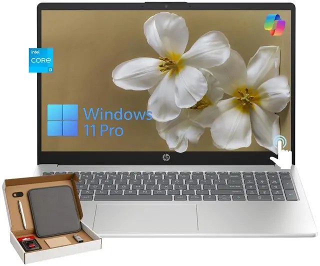 Main image of HP Touch-screen Laptop for Business and Student, 15.6" HD Micro-Edge Display, Intel 6-Core i3-1215U, 32GB RAM, 1TB SSD, Fast Charge, Wi-Fi, Windows 11 Pro