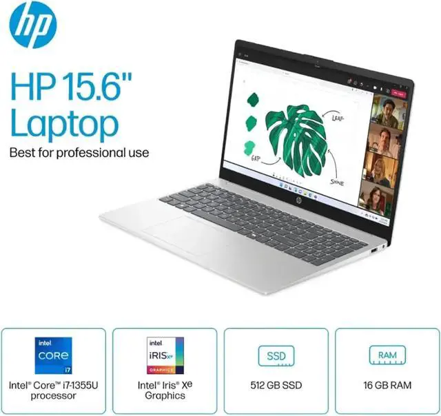 Alt view image 3 of 7 - HP 15.6" FHD Touchscreen Business Laptop, 13th Gen Intel Core i7-1355U, 16GB RAM, 1TB SSD, Intel Iris Xe Graphics, Wi-Fi 6, Long Battery Life, Copilot AI, Windows 11 Pro