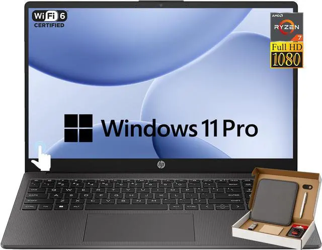 Main image of HP 255 G10 Business Laptop, 15.6" FHD Display, AMD Ryzen 7 7730U, 16GB DDR4, 512GB PCIe SSD, AMD Radeon, Numeric Keypad, Wi-Fi 6, HD Webcam, Bluetooth, Windows 11 Pro