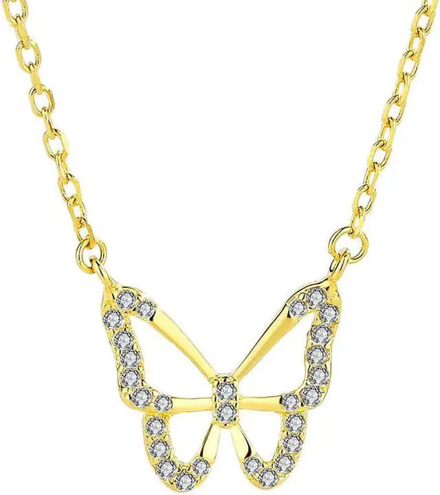 Alt view image 5 of 6 - Butterfly Pendant Necklace for Women S925 Sterling Silver Inlaid Cubic Zirconia Necklace - Wedding Engagement Valentine's Day Christmas Gift