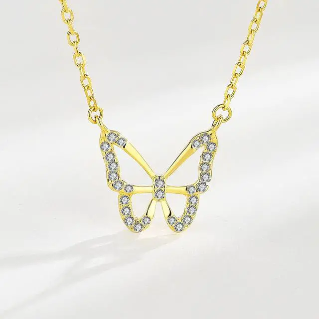 Main image of Butterfly Pendant Necklace for Women S925 Sterling Silver Inlaid Cubic Zirconia Necklace - Wedding Engagement Valentine's Day Christmas Gift