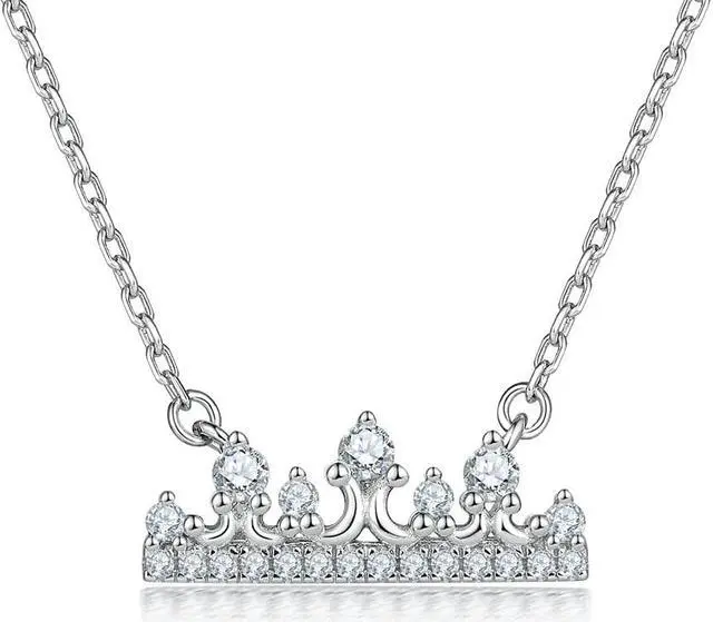Alt view image 2 of 5 - Crown Pendant Necklace for Women S925 Sterling Silver Inlaid Cubic Zirconia Necklace - Wedding Engagement Valentine's Day Christmas Gift