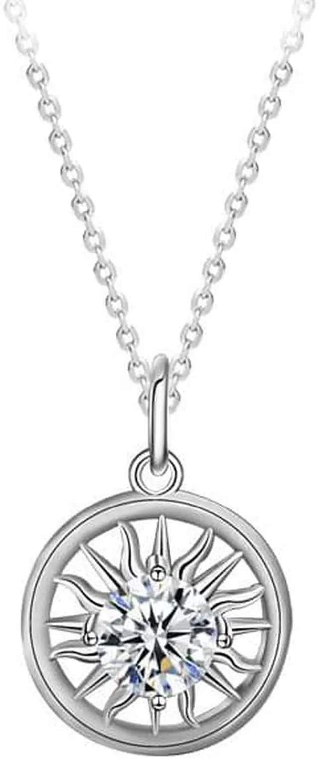 Alt view image 5 of 7 - D Color VVS1 with 18K Gold Plating Moissanite Lovers Pendant Necklace for Women S925 Sterling Silver Sun & Moon Diamond Necklace - Wedding Engagement Valentine's Day Christmas Gift