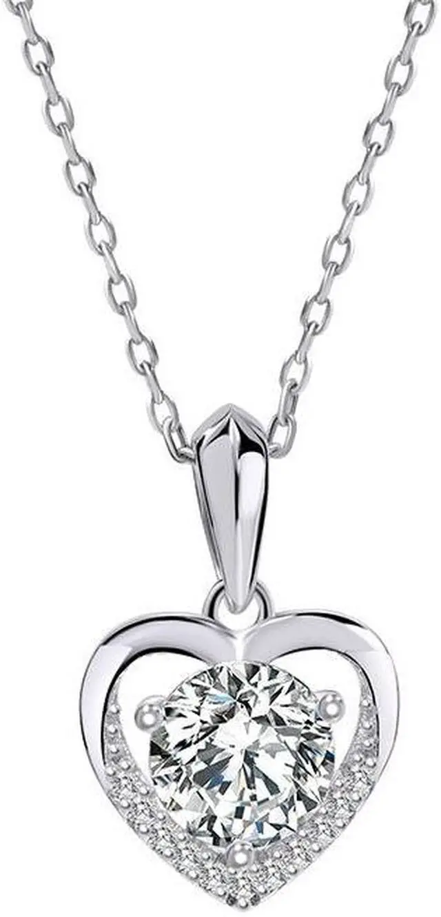 Alt view image 4 of 7 - Moissanite Pendant Necklace 1CT 18K White Gold Plated silver D Color Ideal Cut Diamond Necklace for Women with Certificate of Authenticity