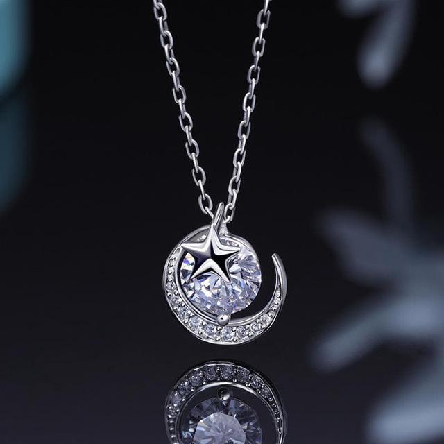 Diamond Moon Necklace with Diamond Charms – Meira T Boutique