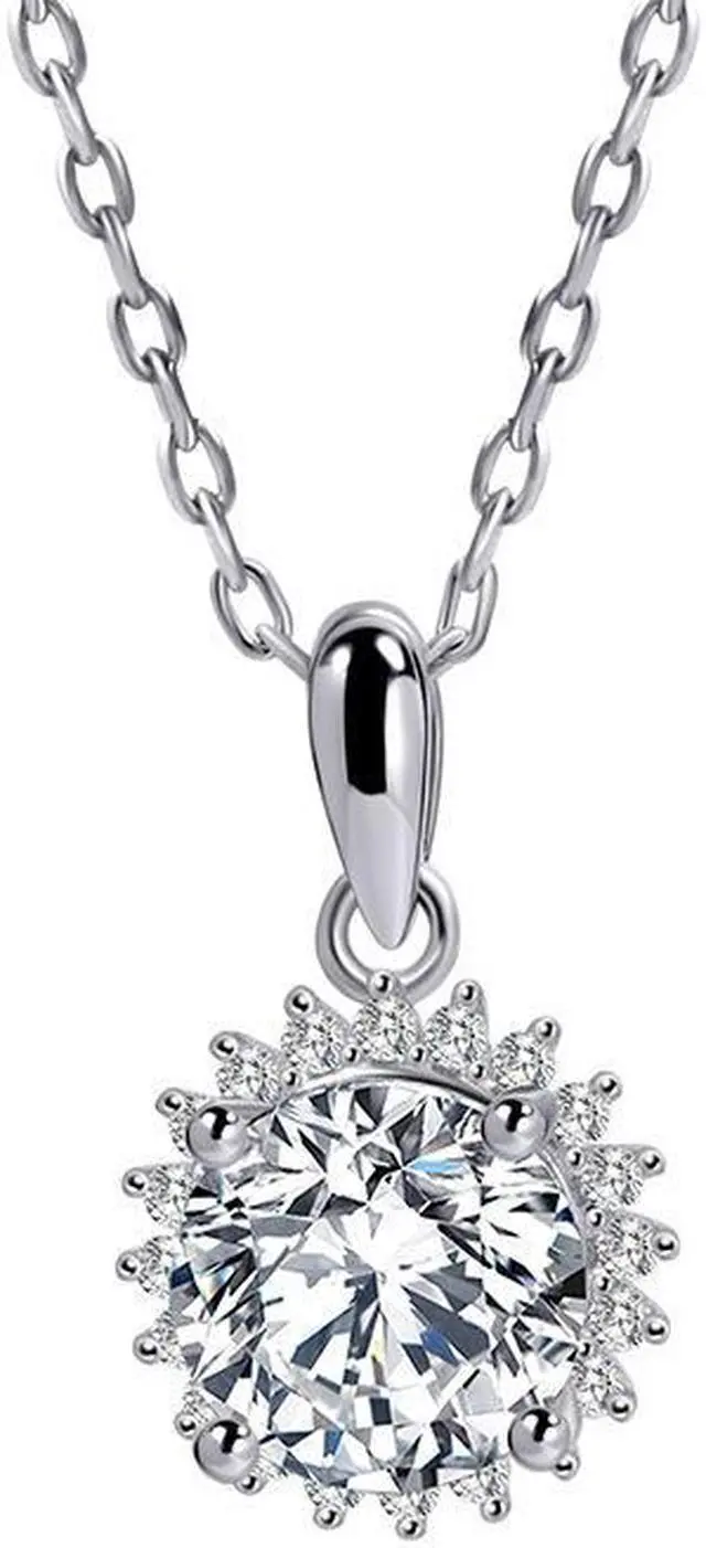 Alt view image 4 of 7 - 1Ct Moissanite Necklaces for Women 925 Sterling Silver Necklace with Moissanite Diamond 18K Plated Pendant Dainty Jewelry Gift for Women Men Mom Girls