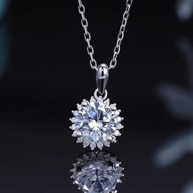 Alt view image 5 of 7 - 1Ct Moissanite Necklaces for Women 925 Sterling Silver Necklace with Moissanite Diamond 18K Plated Pendant Dainty Jewelry Gift for Women Men Mom Girls