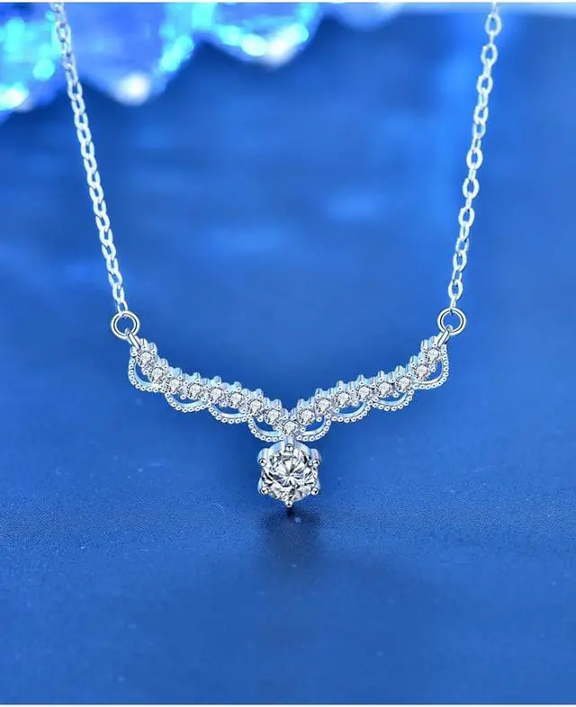 Alt view image 5 of 7 - S925 Sterling Silver Necklace for Women Sika deer Creative Cute Unique 0.5CT Moissanite Pendant Necklace - Birthday Wedding Bridal Set Jewelry Gift