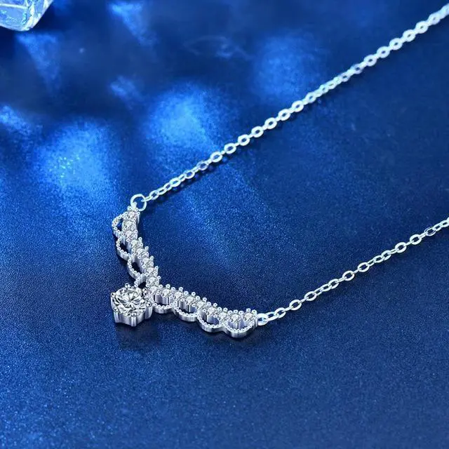 Alt view image 2 of 7 - S925 Sterling Silver Necklace for Women Sika deer Creative Cute Unique 0.5CT Moissanite Pendant Necklace - Birthday Wedding Bridal Set Jewelry Gift