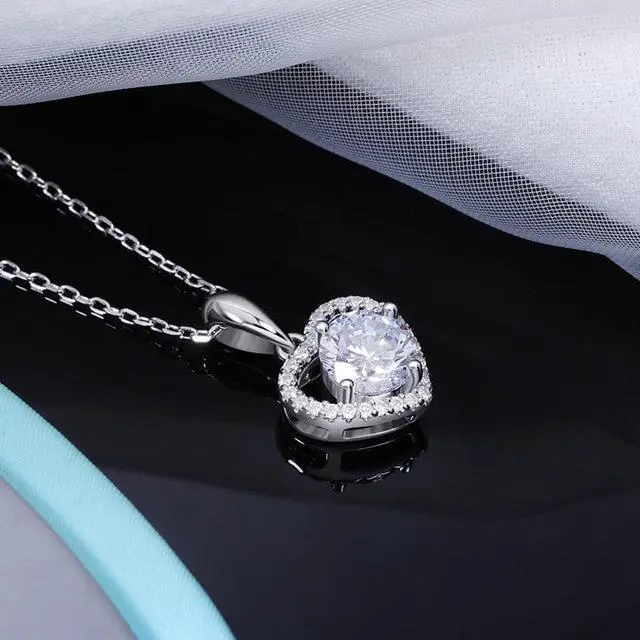Alt view image 2 of 7 - Heart shaped Moissanite Necklace for Women, 1Ct Moissanite Diamond D Color, 925 Sterling Silver with 18K Gold Plating Jewelry Gifts for Women Mom Wife Ladies Girls, Jewelry Box Packed