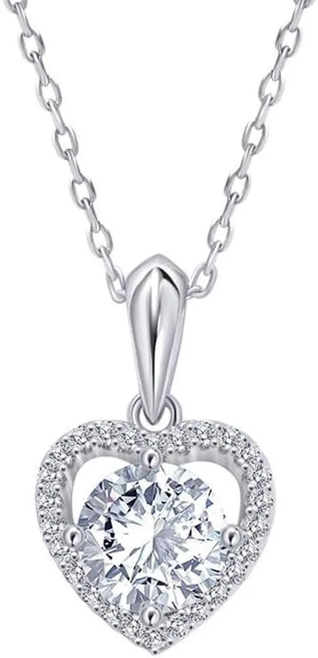 Alt view image 5 of 7 - Heart shaped Moissanite Necklace for Women, 1Ct Moissanite Diamond D Color, 925 Sterling Silver with 18K Gold Plating Jewelry Gifts for Women Mom Wife Ladies Girls, Jewelry Box Packed