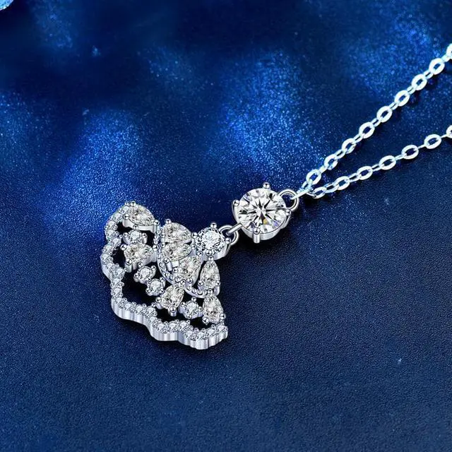 Alt view image 7 of 7 - 0.5 Carat D Color VVS1 with 18K Gold Plating Moissanite Small Skirt Pendant Necklace for Women S925 Sterling Silver Diamond Necklace - Wedding Engagement Valentine's Day Christmas Gift