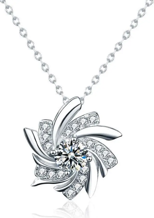 Main image of 0.5CT Moissanite Windmill Necklace for Female S925 Sterling Silver Clavicle Pendant Necklace for Women Girlfriend Wedding Jewelry